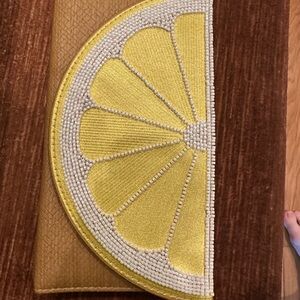 Target Yellow and White Beaded Clutch
